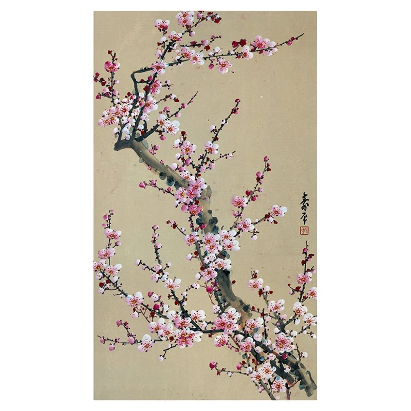 董寿平梅花立轴条幅挂画装饰画