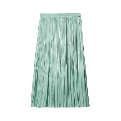 宽松版松紧腰百褶半身裙商场同款