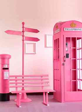 铁艺电话亭邮筒摆件大厅售楼落地场景展厅陈列装饰商场DP布置道具