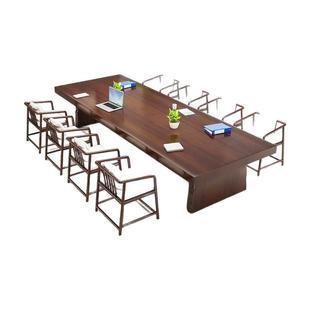 简约现代图书馆长条大桌子办公长桌工作洽谈桌全实木会议桌椅组合