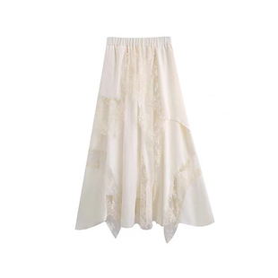 不规则蕾丝白色半身裙长款月光纱裙女春大码显瘦拼接伯克利半裙子