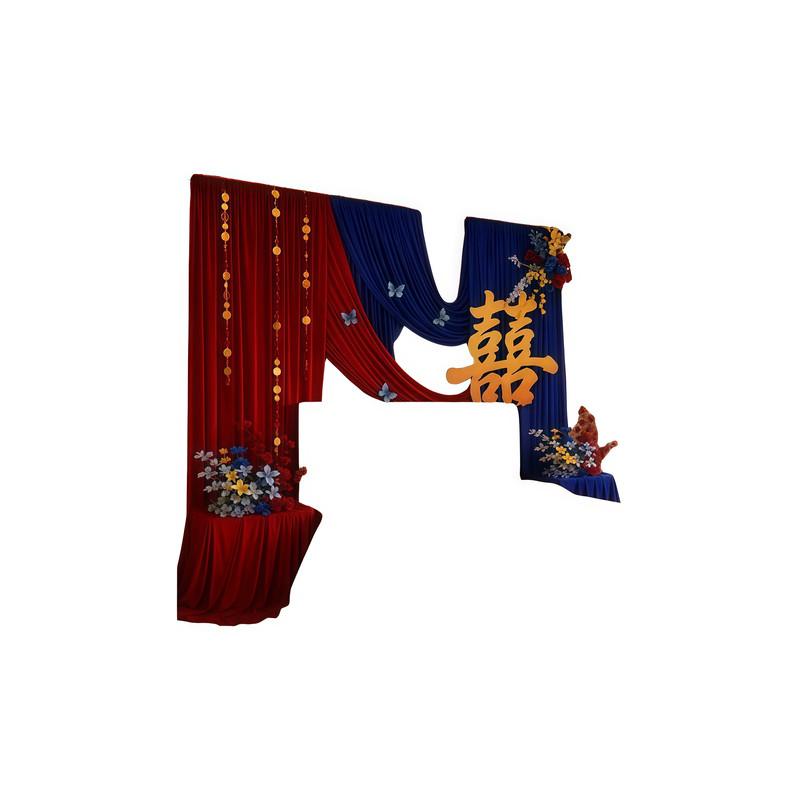 结婚房布置红色布幔套装新房布置
