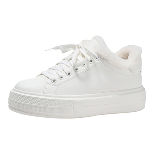 BellaLily冬款时尚百搭小白鞋女加绒保暖休闲板鞋厚底松糕鞋