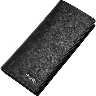 金利来新款男士长款钱包真皮青年商务压花纹软皮夹多卡位牛皮钱夹