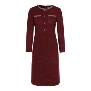 赫本小香风黑色长袖连衣裙女秋冬季2025新款穿搭气质千金风小黑裙