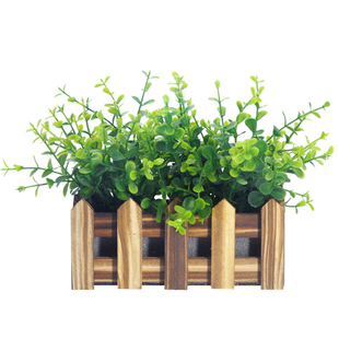 尤加利摆件木栅栏花套装仿真花假花道具盆栽花塑料花艺绿植草花