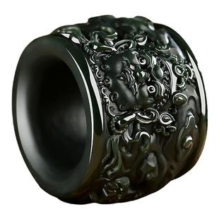 天然和田玉财神扳指男塔青细料大拇指玉指环玉石戒指文玩手把玩件