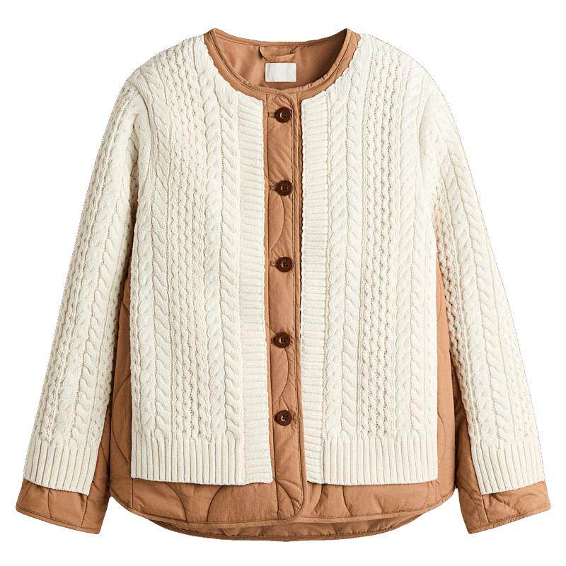 HM女装棉服冬季冬装单排扣时尚层叠保暖冬日甜柔穿搭1312631