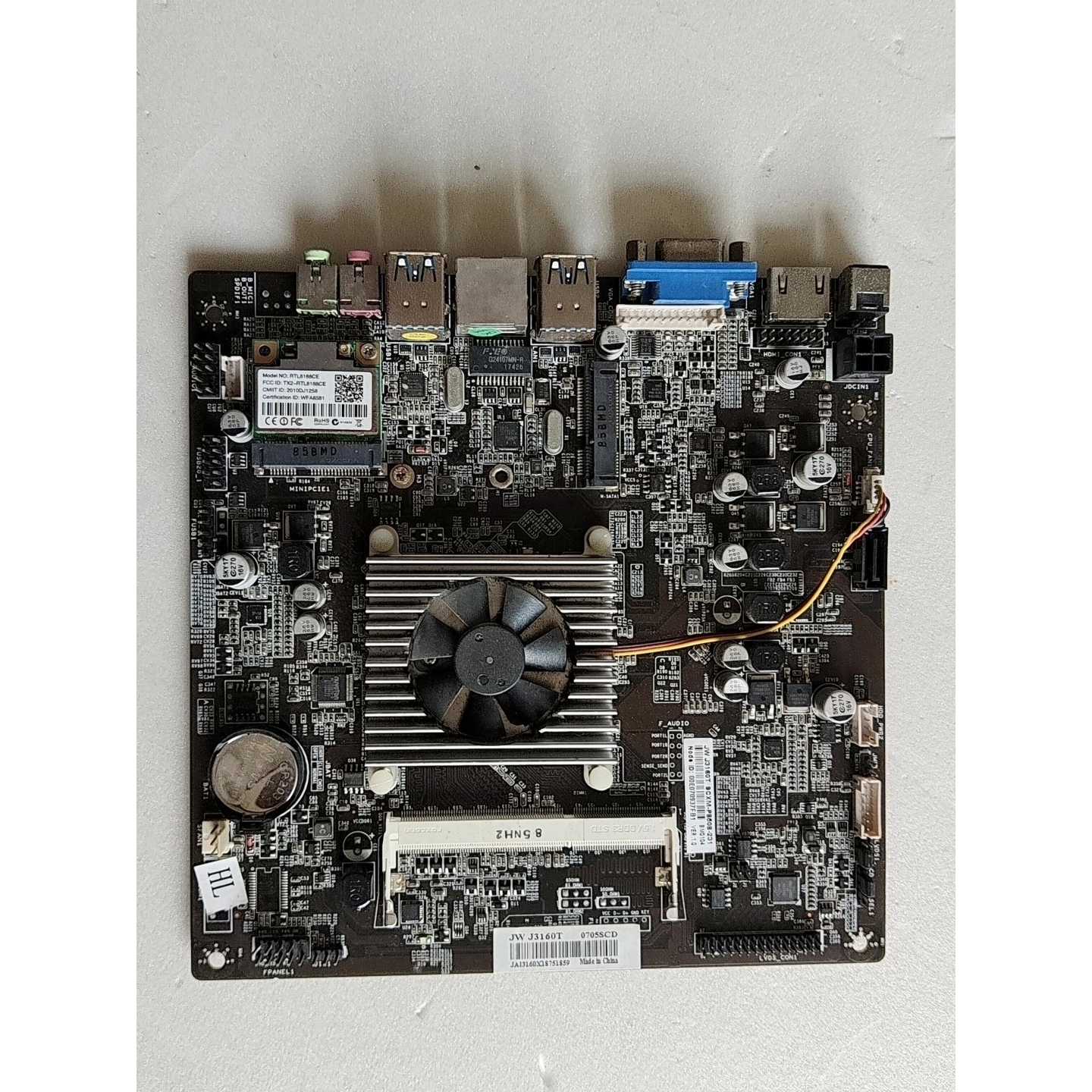 JW J3160T主板、17*17cm迷你ITX,带风扇,接
