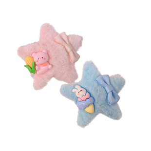 儿童2025秋冬新款粉色毛绒发夹可爱女童发卡侧边刘海夹bb夹子发饰