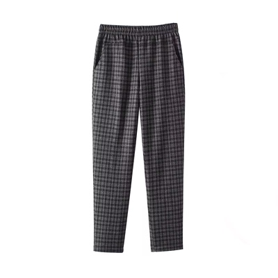 2024秋冬新款加绒加厚格子裤