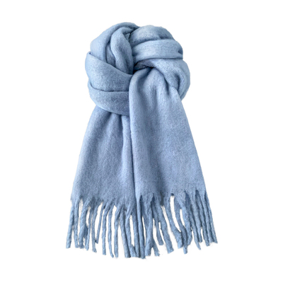 蓝色马海毛针织围巾女秋冬季加厚