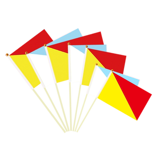 10套竹竿红黄信号旗船用水手持篮白旗帜子手旗指挥旗语操表演旗手大学生军训手摇旗彩旗红旗标记记号旗