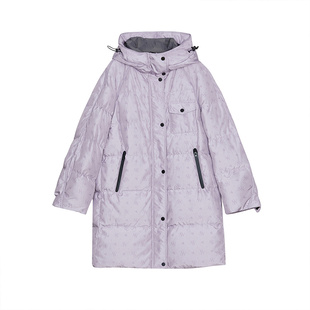 SANI商场同款90%白鸭绒冬保暖御寒连帽抽绳加厚中长款羽绒服女冬