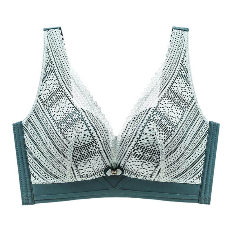 新款蕾丝U型背心无钢圈文胸套装小胸聚拢深V调整型无痕内衣女bra