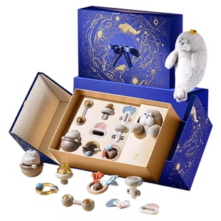 英国evoceler新生婴儿礼盒摇铃安抚玩具套装宝宝礼品见面满月礼物