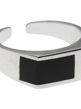 情侣S925银日韩黑底不规则