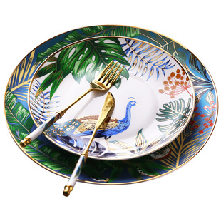 北欧会所别墅餐厅餐桌点心牛排盘果盘陶瓷盘子西式西餐盘餐具套装