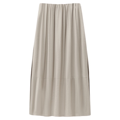 SETTE SEVEN·2025秋季新款法式气质高腰遮跨显瘦杏色花苞半身裙