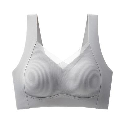 女士内衣聚拢收副乳防下垂背心式文胸不跑杯无钢圈夏季薄款胸罩