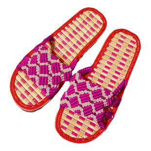 成品纯手工编织拖鞋男女防滑耐磨吸汗防臭居家鞋拼色平跟鞋可定制