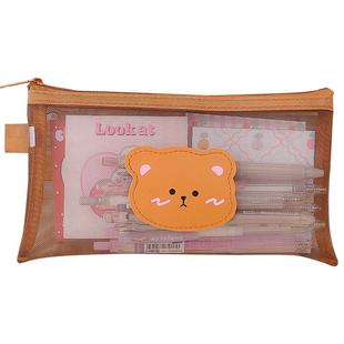 透明网纱笔袋日系初中女孩版小号容量文具盒儿童男孩子小学生幼儿园铅笔盒新款一年级女生简单可爱文具袋宁海