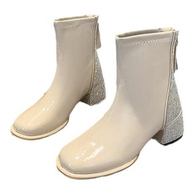 送运费险水钻瘦瘦靴后拉链时装靴