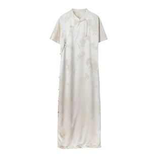 布小匠原创设计春季新款醋酸高级缎面提花改良旗袍女新中式连衣裙