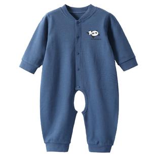 婴儿开裆连体衣服春秋宝宝睡衣长袖纯棉婴幼儿哈衣爬爬服秋冬新款