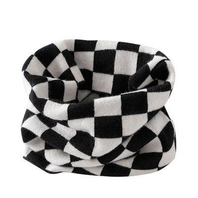 时尚黑白棋盘格子脖套女保暖围巾