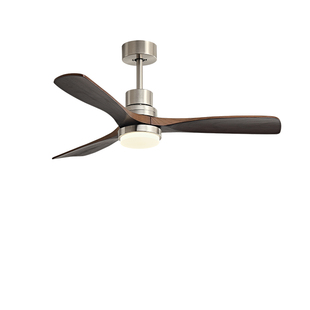 中古风扇灯吊扇灯静音家用胡桃木色实木扇叶客厅卧室餐厅复古吊灯