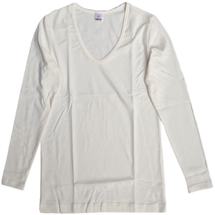 华宝莉男超低领口内衣薄款棉超低大V领不露领 秋衣男保暖内衣9609