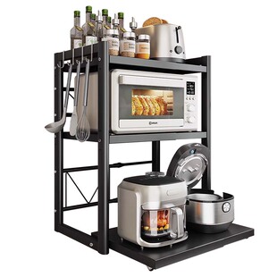 可抽拉伸缩微波炉置物架厨房台面特粗烤箱小家电收纳架空气炸锅架
