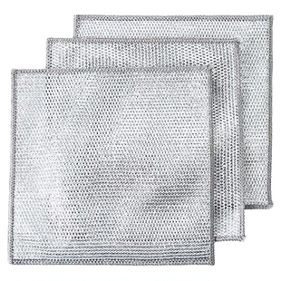 双层钢丝洗碗布抹布不沾油厨房专用洗碗刷锅银丝布钢丝球清洁布