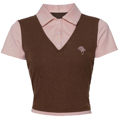 易碎商店粉咖polo衫上衣短袖