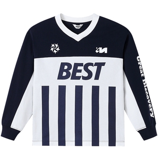 安奈儿童装男童V领长袖T恤秋新款纯棉拼色运动休闲速干打底衫