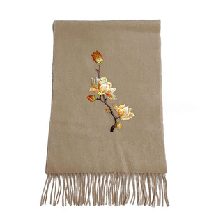 苏州刺绣纯羊毛围巾中国风高档女士羊绒披肩秋冬妈妈羊绒围脖礼盒