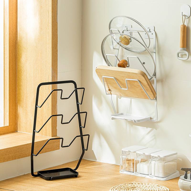 纳川免打孔台面壁挂式收纳接水厨房架带沥水三层物置砧板锅盖架盘