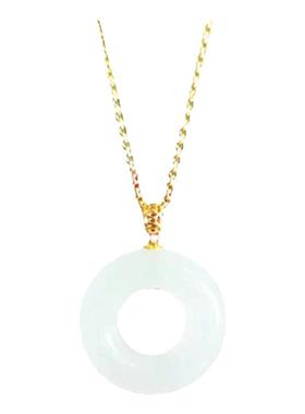 18k金镶嵌和田玉白玉冰透锁骨链