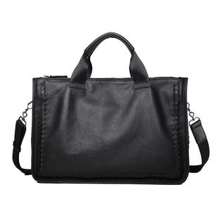 手工编织羊皮男包公事包商务软皮休闲公文包真皮大容量手提旅行包