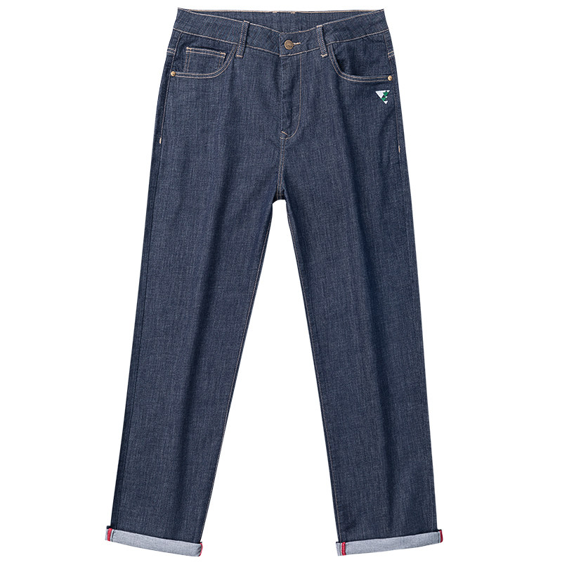 大大牛 亲肤舒适夏季薄款弹力直筒宽松牛仔裤男高腰深裆长裤