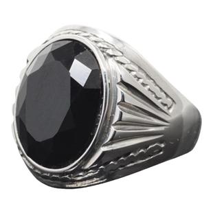 欧美黑宝石戒指男女潮牌个性气质椭圆形霸气双龙钛钢指环男士镶钻