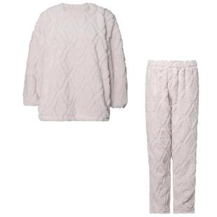 爱美丽保暖睡衣女士秋冬季加厚珊瑚绒菱纹套头家居服套装IM46BER1