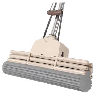 洁又洁38cm胶棉拖把头吸水拖布免手洗大号不锈钢家用挤水海棉墩布