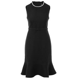 LANCY/朗姿2024冬季新款珍珠无袖收腰鱼尾连衣裙优雅气质裙子女