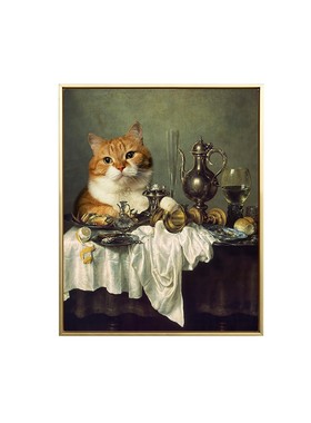 独家橘猫恶搞风厨房酒吧台装饰画