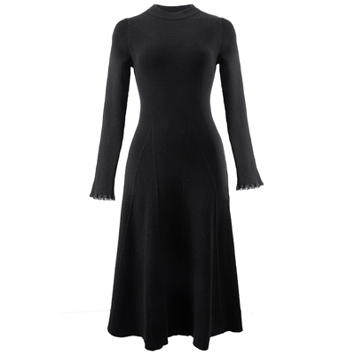 衣纱布菲优雅赫本风针织小黑裙