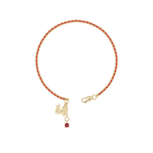 AJIDOU阿吉豆红绳手链S925银女款十二生肖新年礼物小马本命年手串