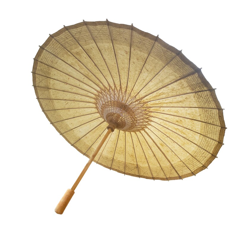 古茶色藏红花古法手工云龙纸非遗油纸伞 防雨防晒遮阳实用古风伞