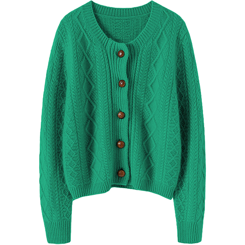 品质细节赞！加厚山羊绒开衫100纯羊绒女圆领毛衣针织外套秋冬季